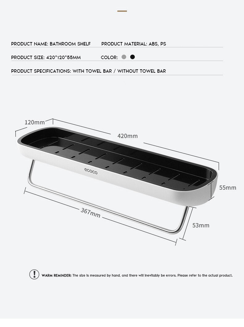 Bathroom/Kitchen Wall Mounted Shelf With Or Without Towel Bar.