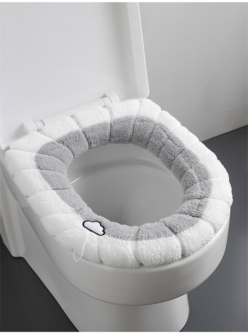 Universal Soft Warm Toilet Seat Cushion.  Easily removed and washable.