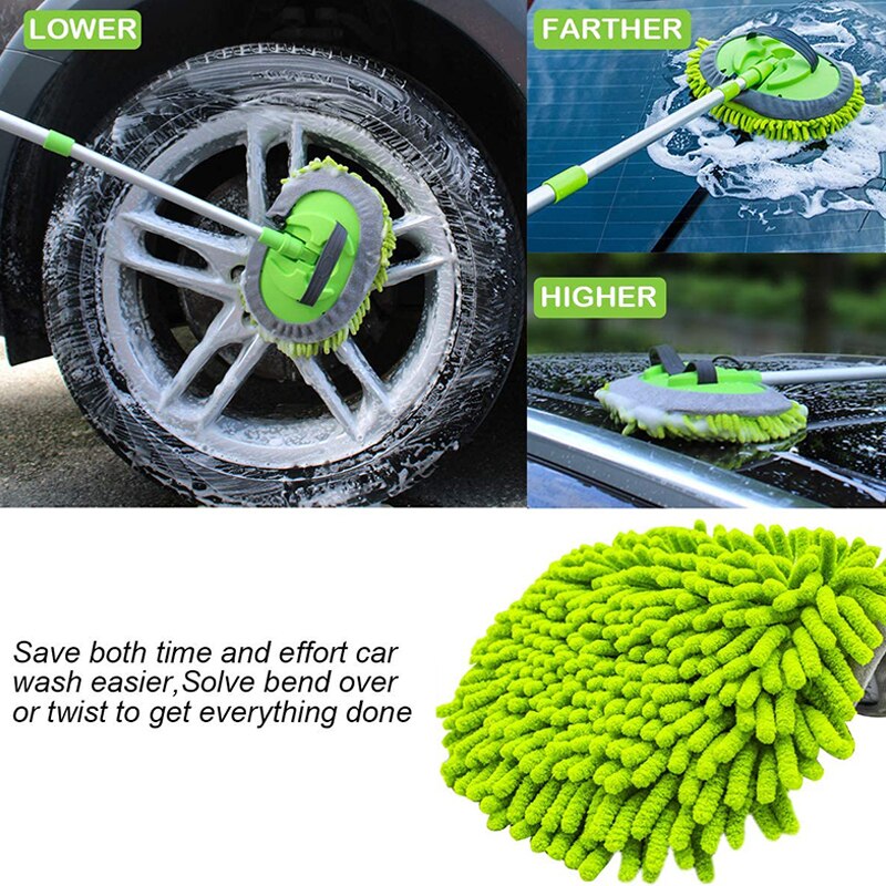 2 in 1 Auto/Home Cleaning Chenille Mop With Telescoping Long Handle