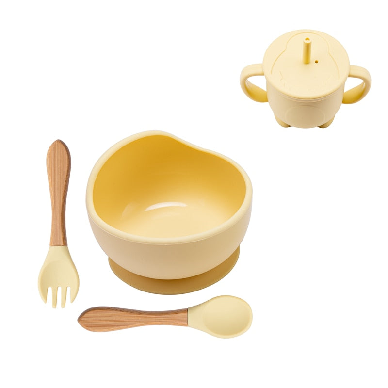 Babies Silicone Bowl, Fork, Spoon, OR Cup and Straw With Suction Cup.