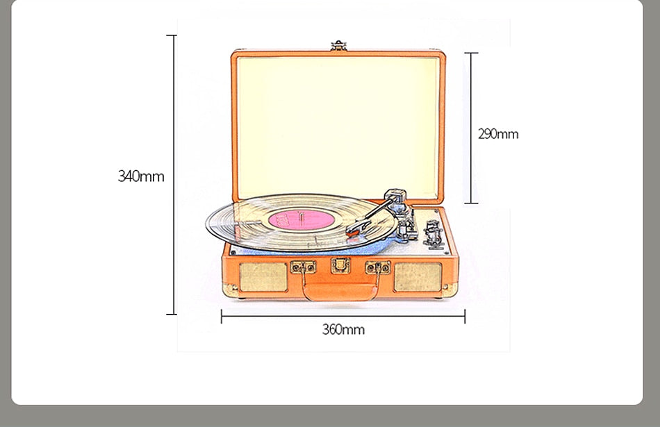 Vinyl Turntable Record Player LP Disc BT Gramophone Phonograph
