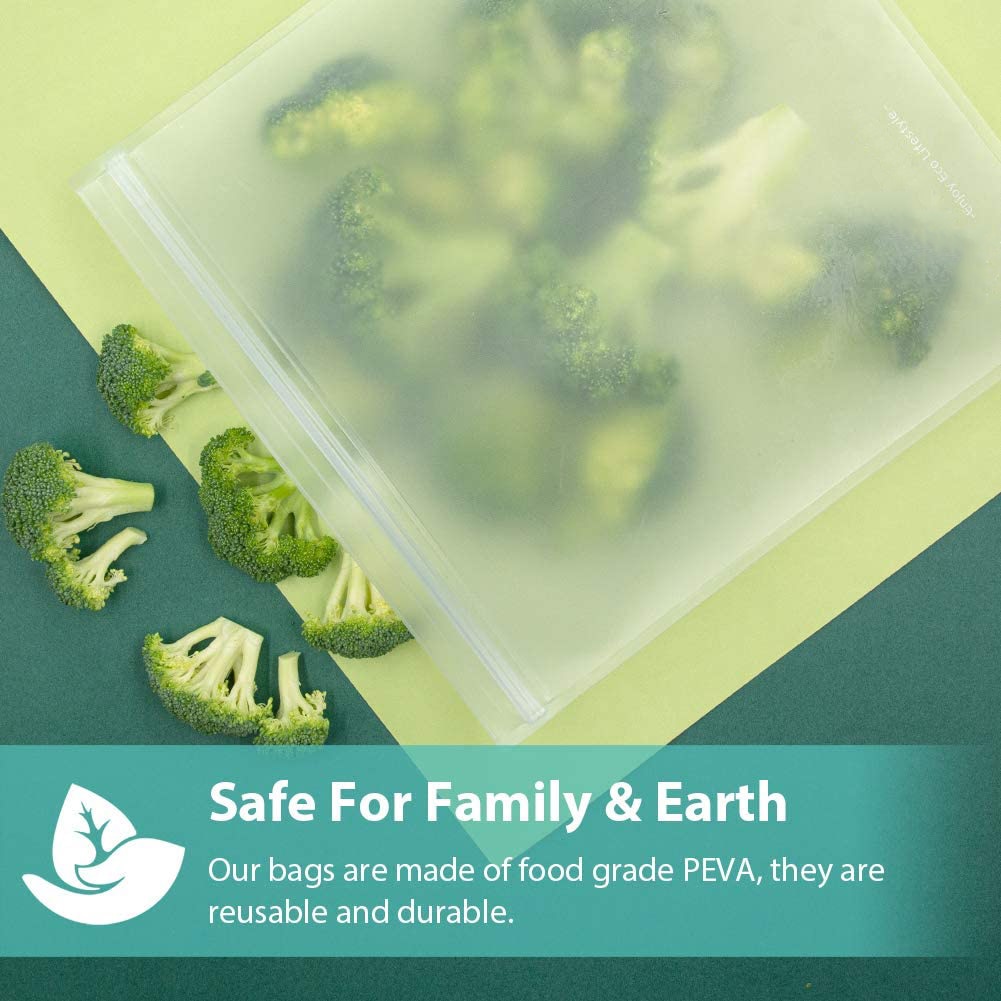Reusable/leakproof silicone ziplock storage bags. Keeps all stored food fresh
