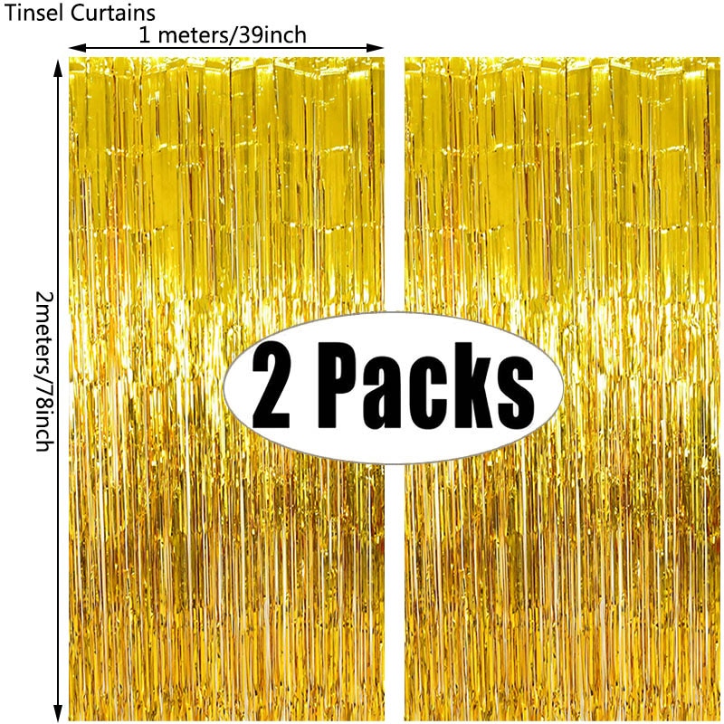2Pack Party Metallic Foil Backdrop Curtain Decoration.  Great For Weddings, Birthdays or Showers.