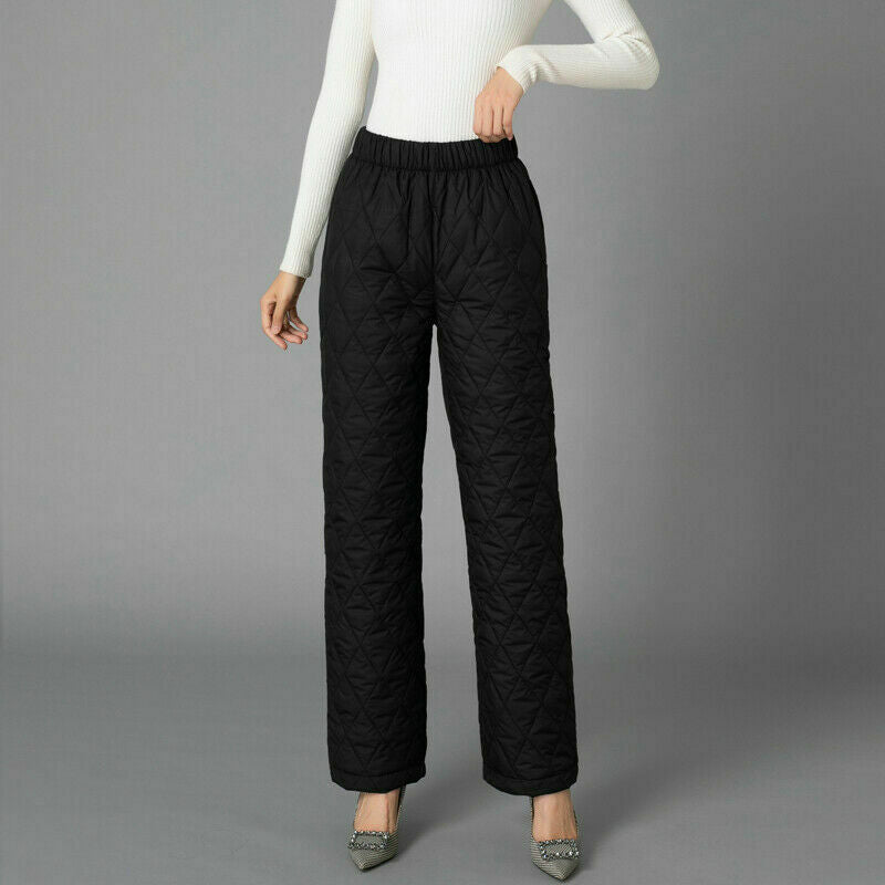 Warm Elastic Waist Cotton Quilted Pants.