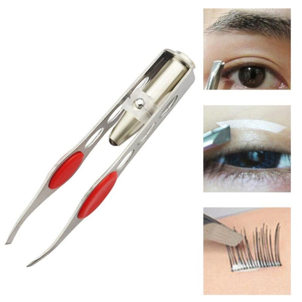 1pc Stainless Steel LED eyebrow tweezer.