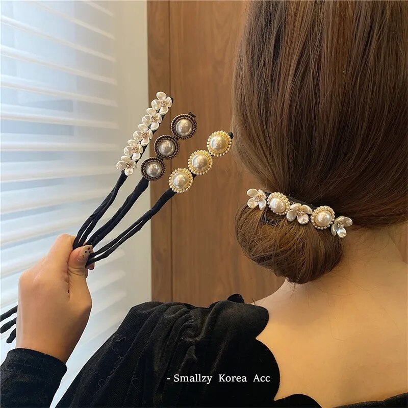 Pearl Ponytail Hair Twists To Make Elegant Buns.