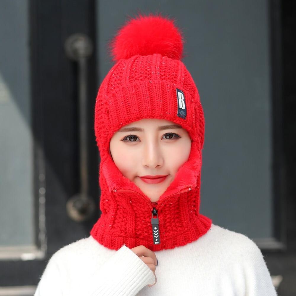Women Wool Knitted Ski Hat. Warm, thick scarf to protect you from winter winds.