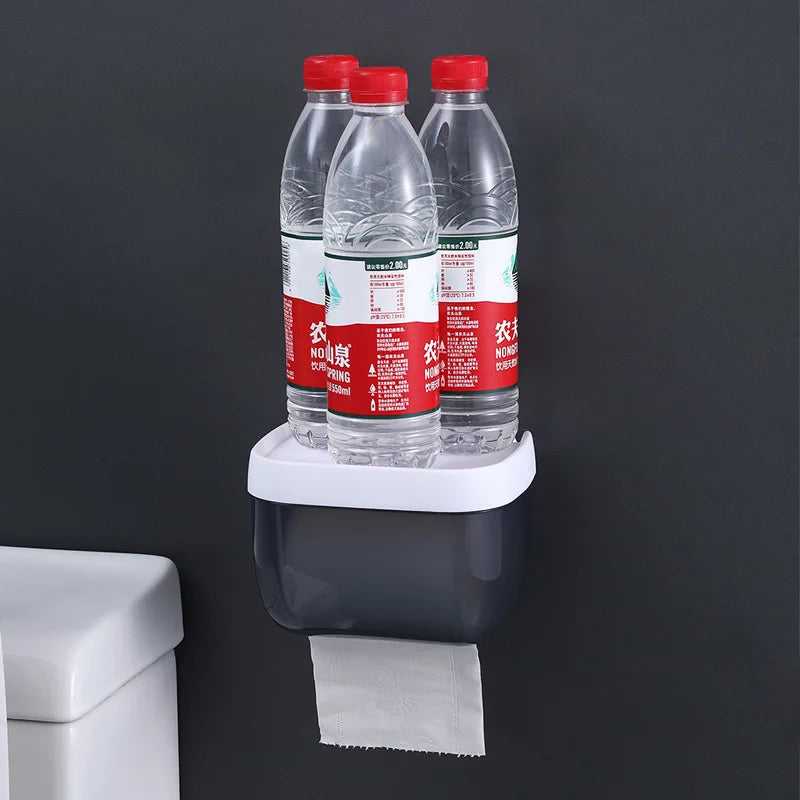 Waterproof Wall Mount Tissue Holder for Bathrooms With Shelf