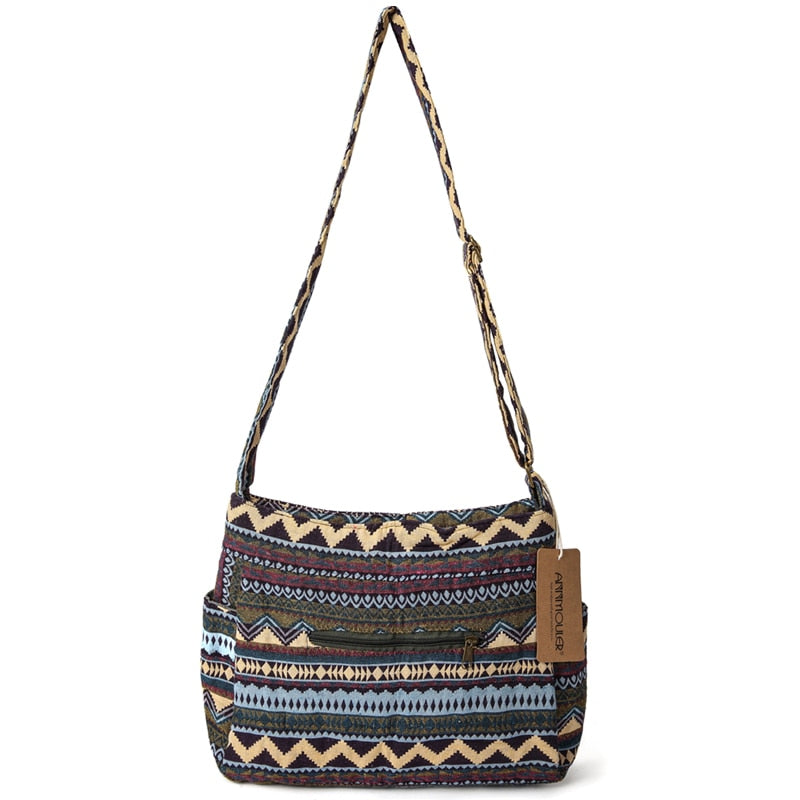 Annmouler Women's Cotton Crossbody Shoulder Bag With Multiple Pockets.