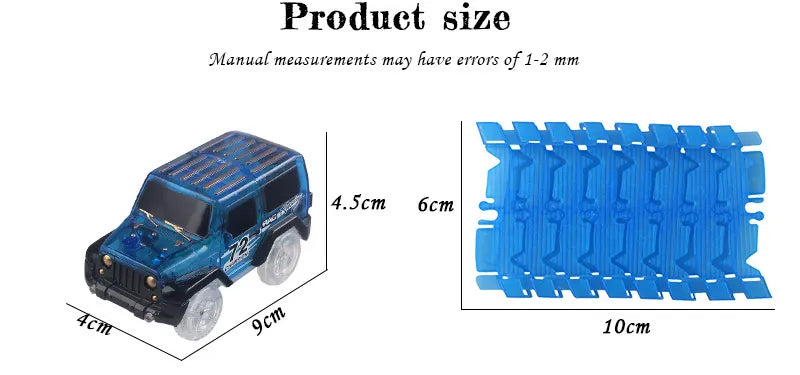 Flexible Glowing Race Track Set. Amount Of Pieces And Number Of Cars Vary.