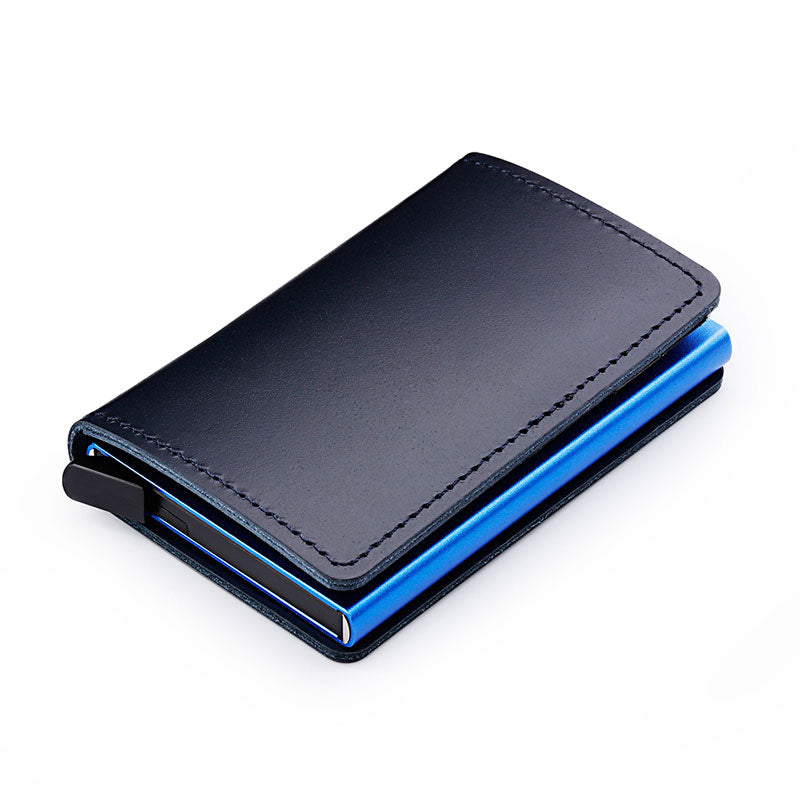 100% Genuine Leather Card Holder. RFID Protected 100% Genuine Leather. Metal side for credit cards to slide in.