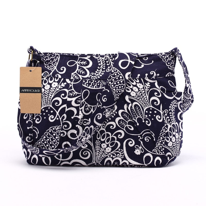 Annmouler Women's Cotton Crossbody Shoulder Bag With Multiple Pockets.