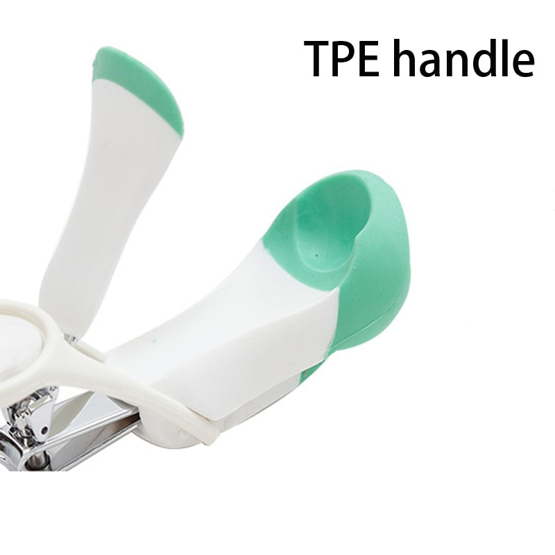 Foldable stainless steel baby nail clipper with magnifier safety zoom glass.