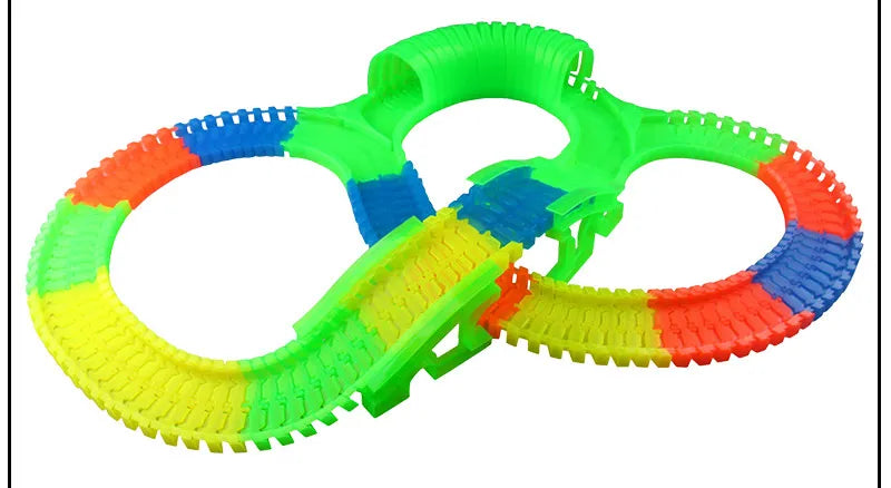 Flexible Glowing Race Track Set. Amount Of Pieces And Number Of Cars Vary.