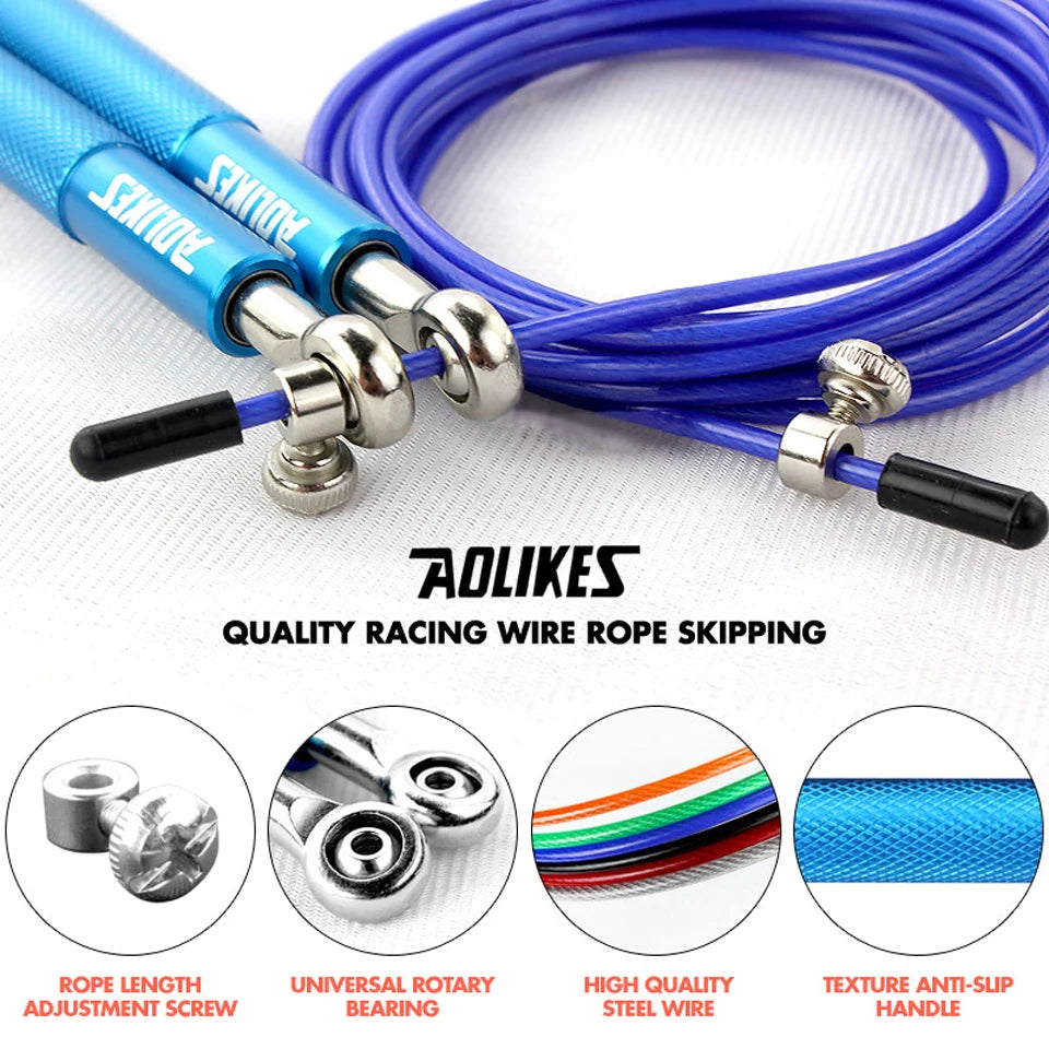 AOLIKES 1PCS Cross fit Wire And PVC Speed Jump Rope With Carrying Bag