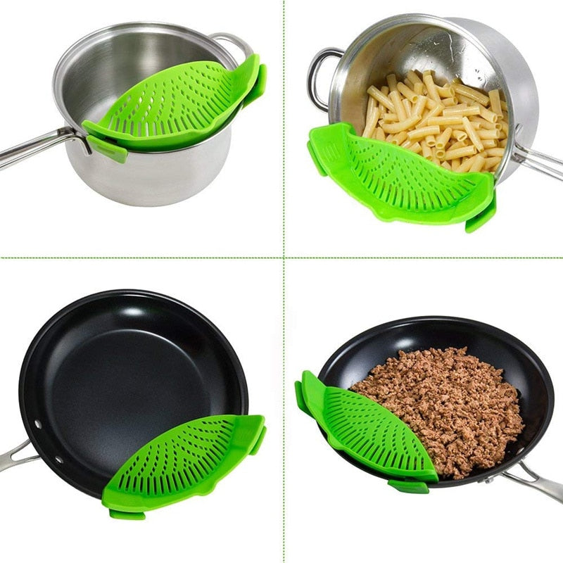 Silicone Clip-on Pan Pot Strainer.