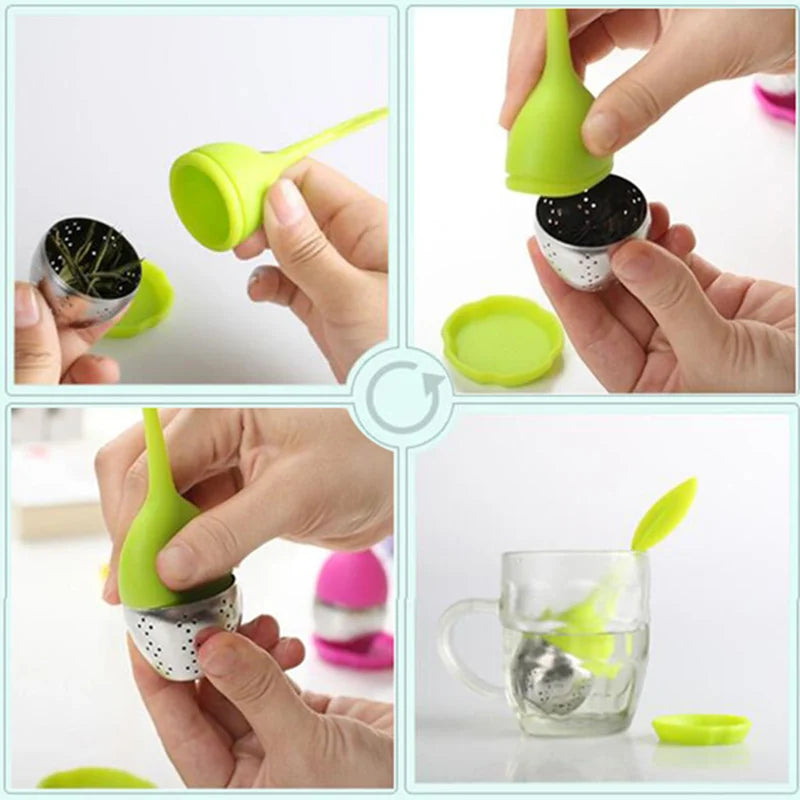 1Pcs  Silicone Leaf Tea Infuser And Tray.