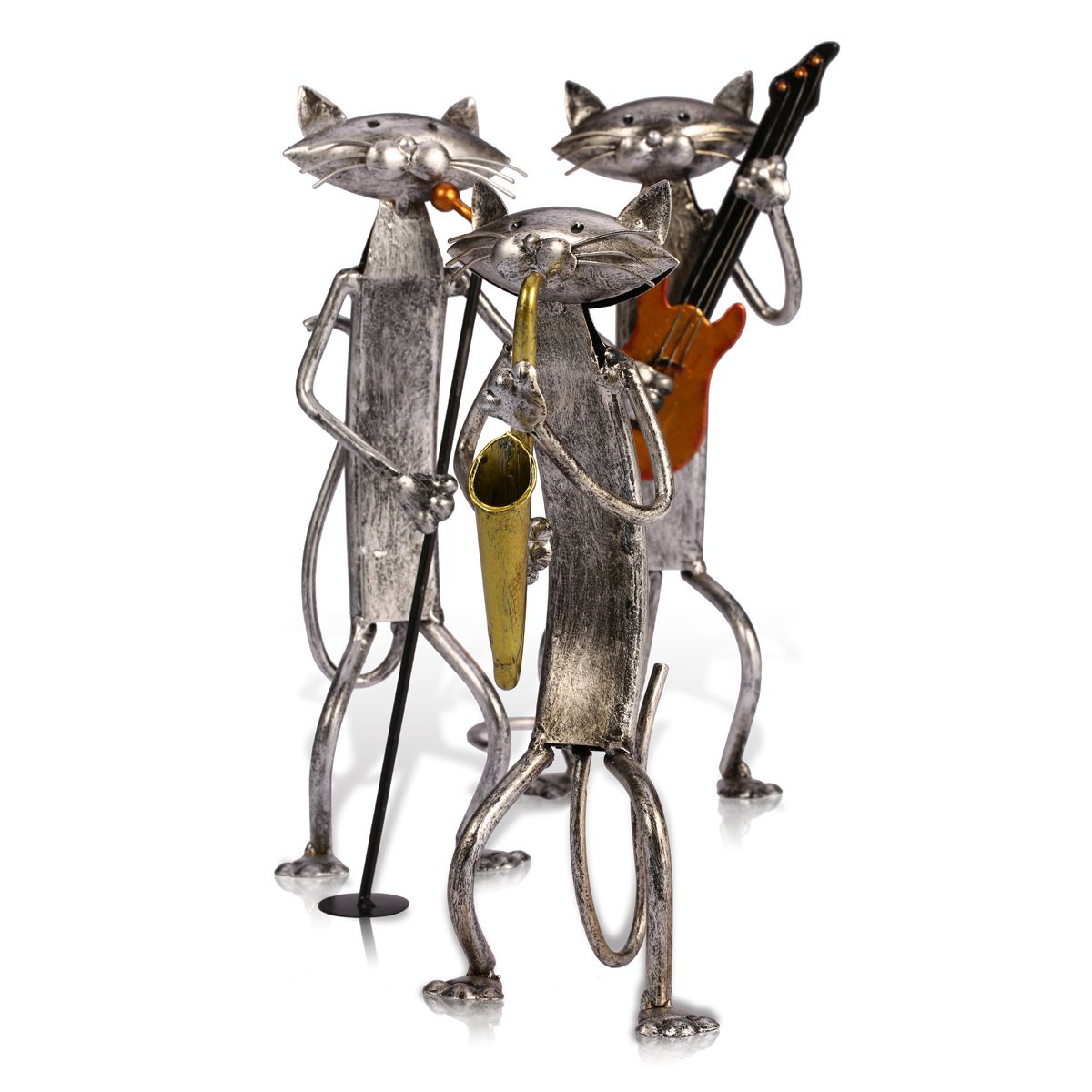 Tooarts Metal Cat Figurines Playing instruments and Singing.