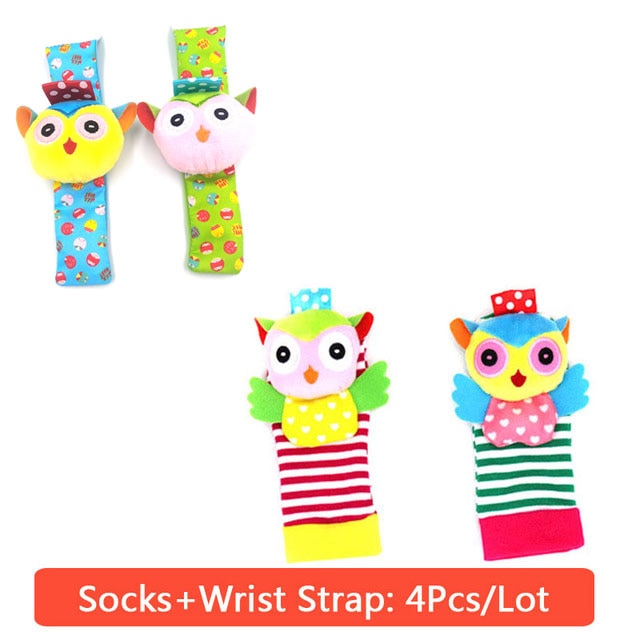 0-12 Months Baby Animal Socks+ Rattle OR Wrist Strap +Rattles.