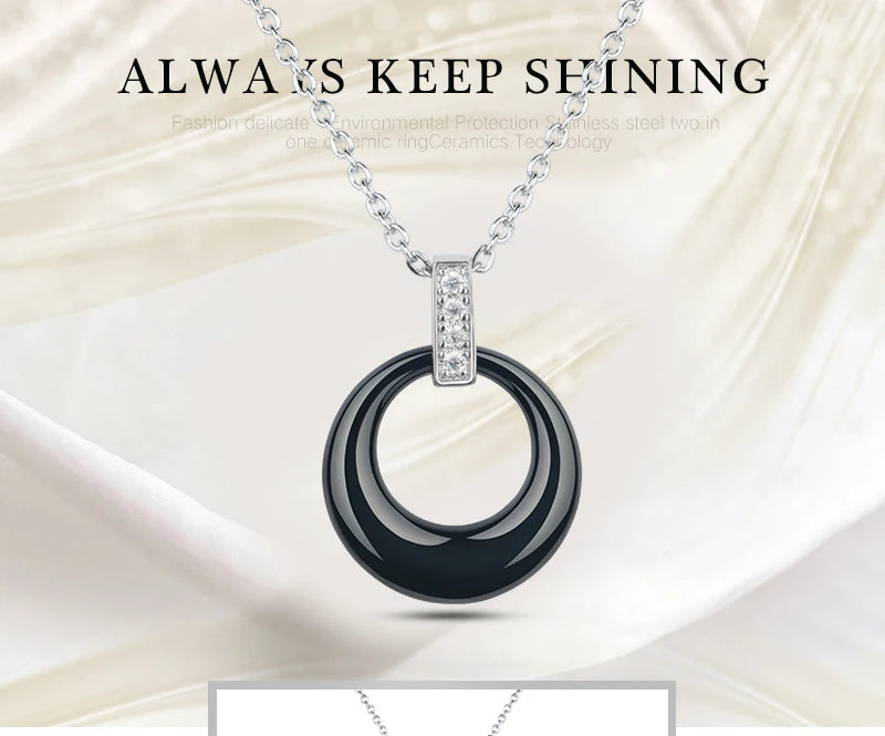 Women's Circle Ceramic Pendent Necklace