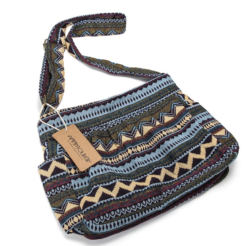 Annmouler Women's Cotton Crossbody Shoulder Bag With Multiple Pockets.