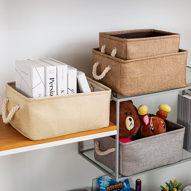 Cotton Linen Folding Storage Baskets.  Great For Organizing Kids Toys Or Laundry.
