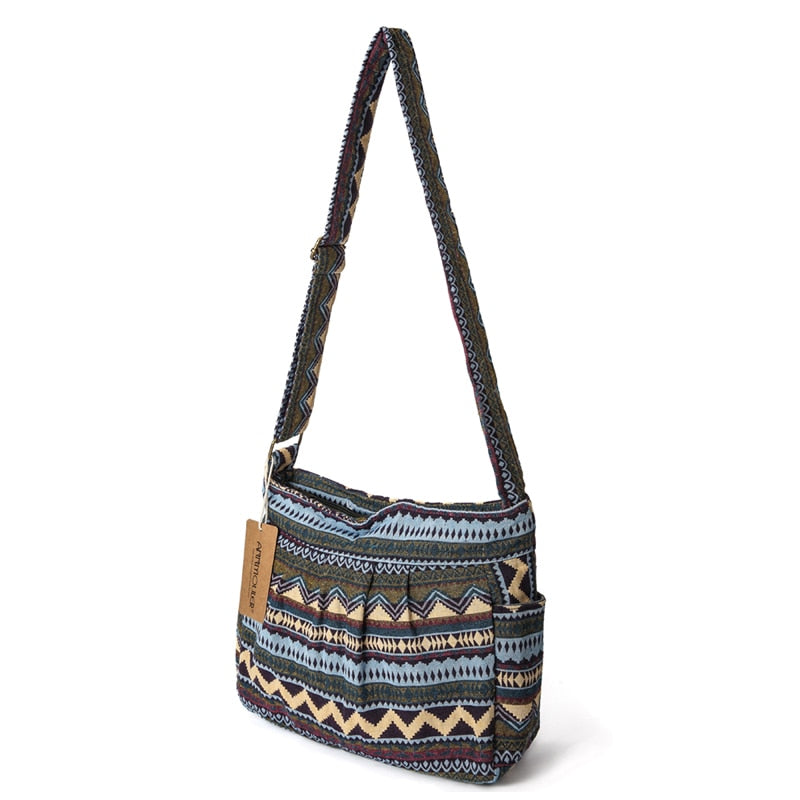 Annmouler Women's Cotton Crossbody Shoulder Bag With Multiple Pockets.