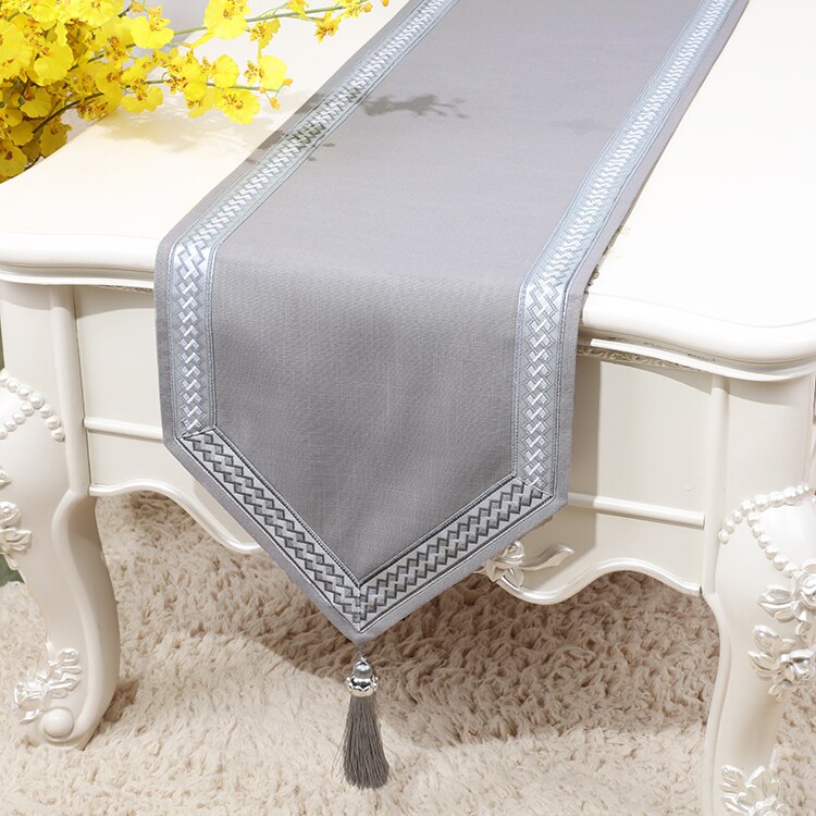 Rose Linen Table Runner With Tassels.