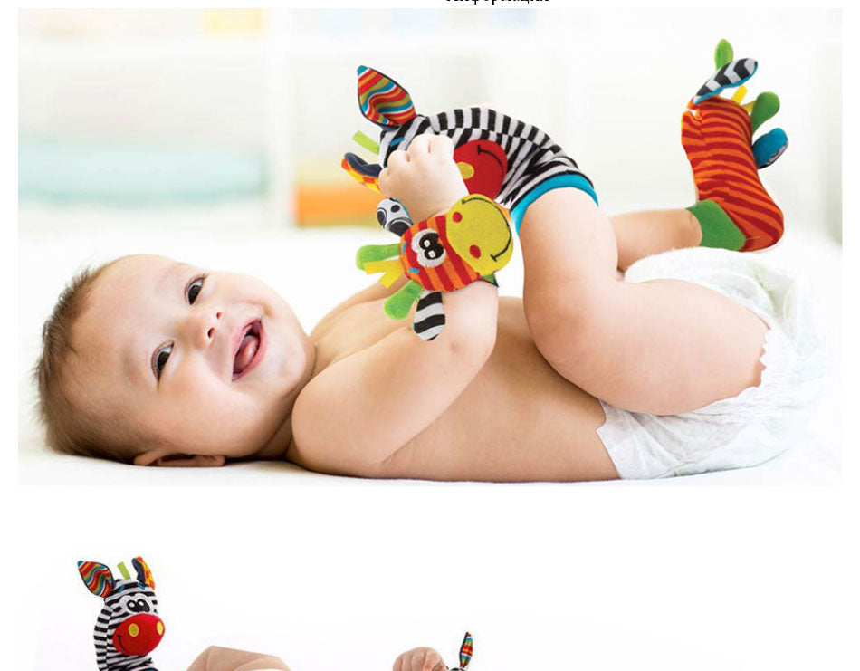 0-12 Months Baby Animal Socks+ Rattle OR Wrist Strap +Rattles.