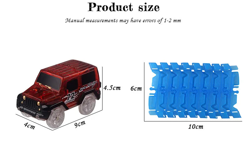 Flexible Glowing Race Track Set. Amount Of Pieces And Number Of Cars Vary.