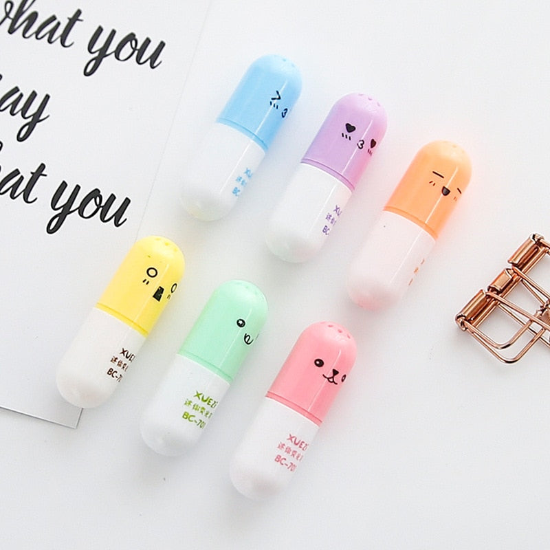 6 Pcs/lot Capsules Styling Highlighter Pens.