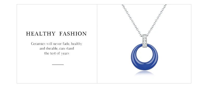 Women's Circle Ceramic Pendent Necklace