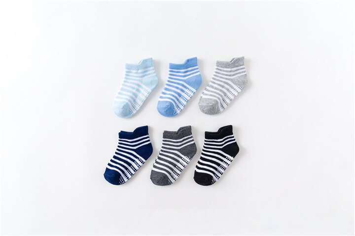 6 Pairs/lot 0 to 6 Yrs Cotton Children's Anti-slip Socks With Rubber Grips.