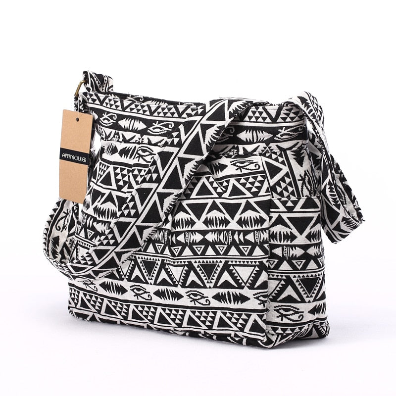 Annmouler Women's Cotton Crossbody Shoulder Bag With Multiple Pockets.