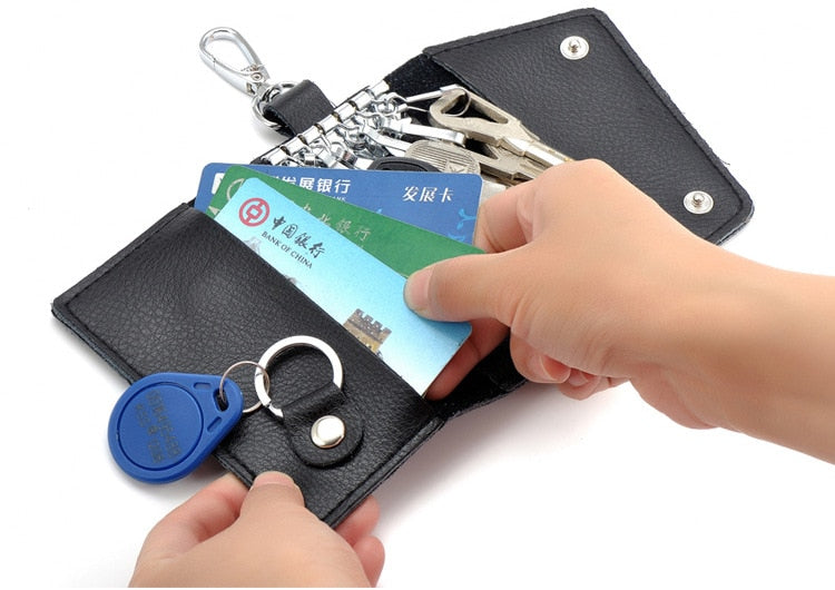 Genuine Leather Wallet and Multi Keychain Organizer For Men & Women.