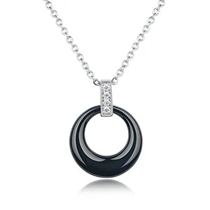 Women's Circle Ceramic Pendent Necklace