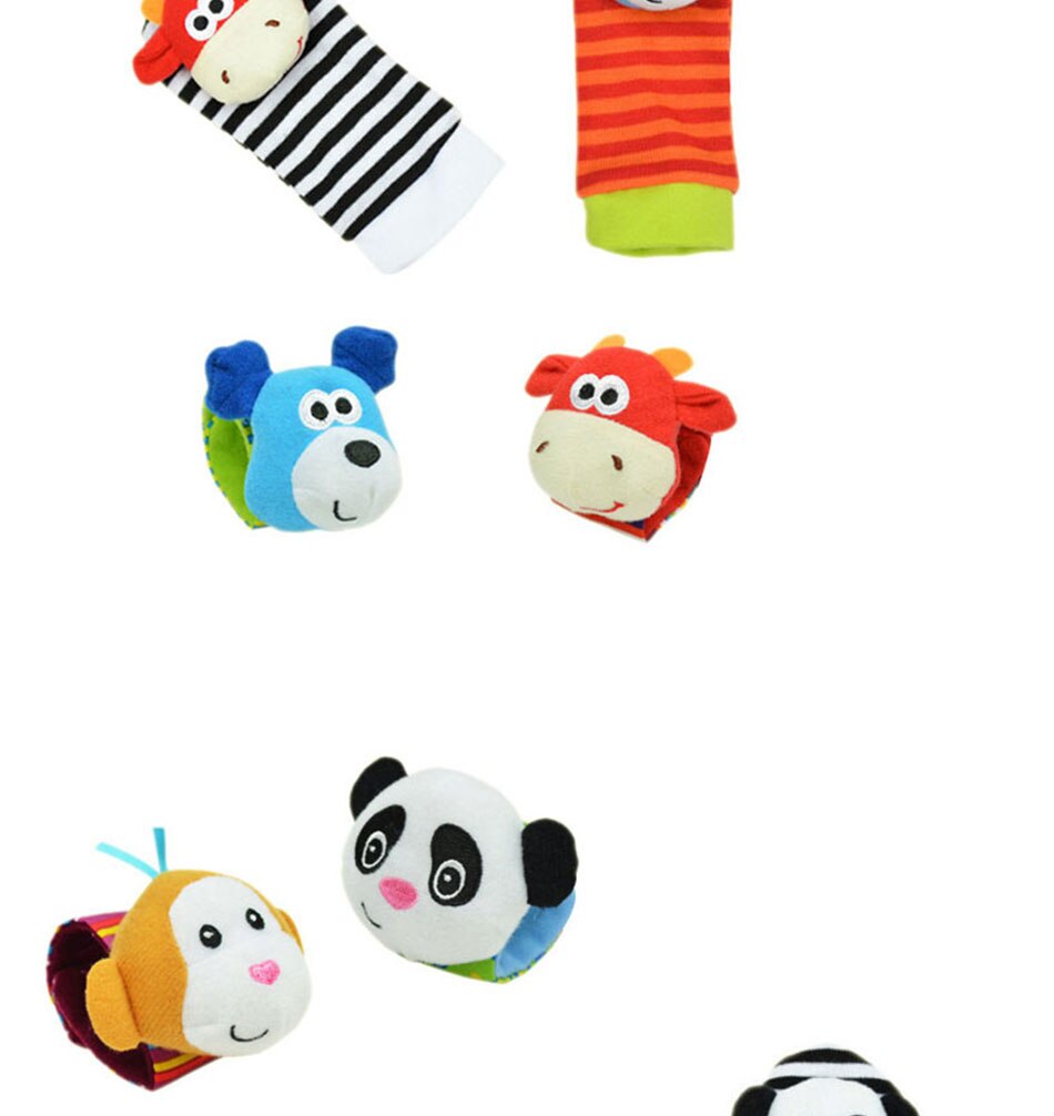 0-12 Months Baby Animal Socks+ Rattle OR Wrist Strap +Rattles.