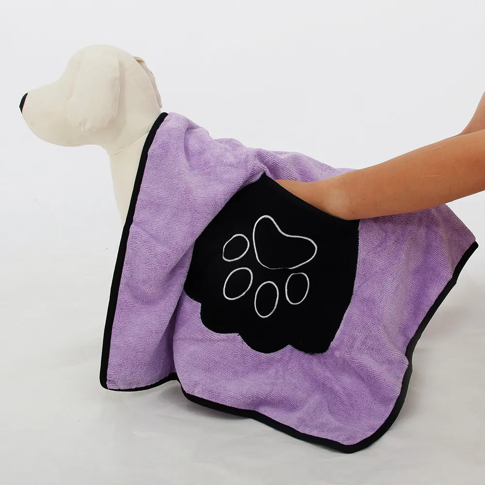 Pet Ultra-absorbent Bath Towel Made By Microfiber. Light Purple Only.