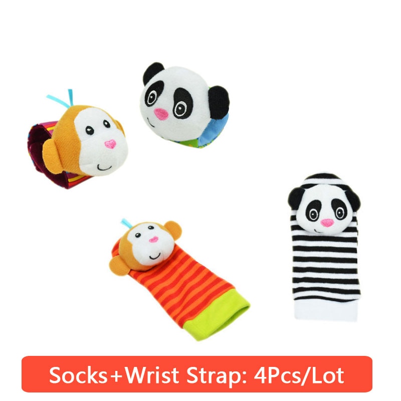 0-12 Months Baby Animal Socks+ Rattle OR Wrist Strap +Rattles.