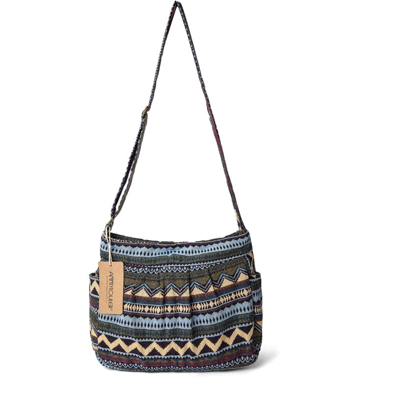 Annmouler Women's Cotton Crossbody Shoulder Bag With Multiple Pockets.