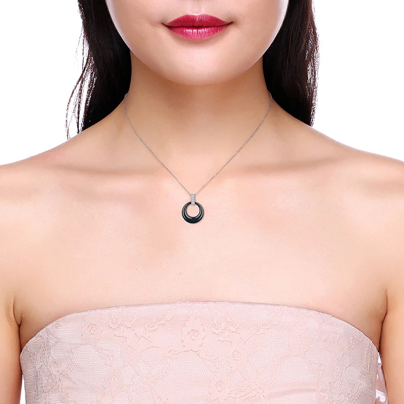 Women's Circle Ceramic Pendent Necklace