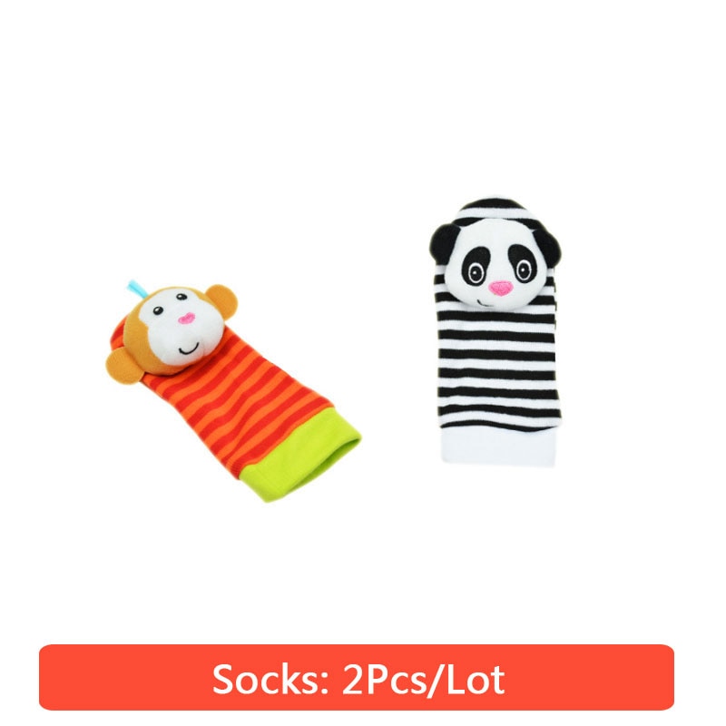 0-12 Months Baby Animal Socks+ Rattle OR Wrist Strap +Rattles.