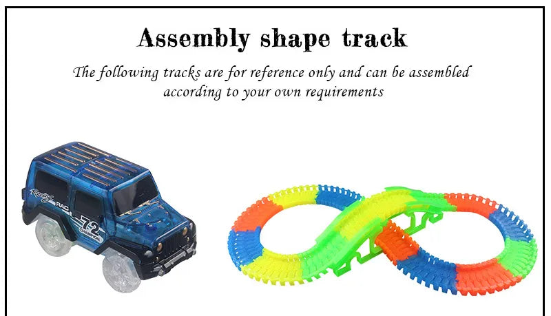 Flexible Glowing Race Track Set. Amount Of Pieces And Number Of Cars Vary.