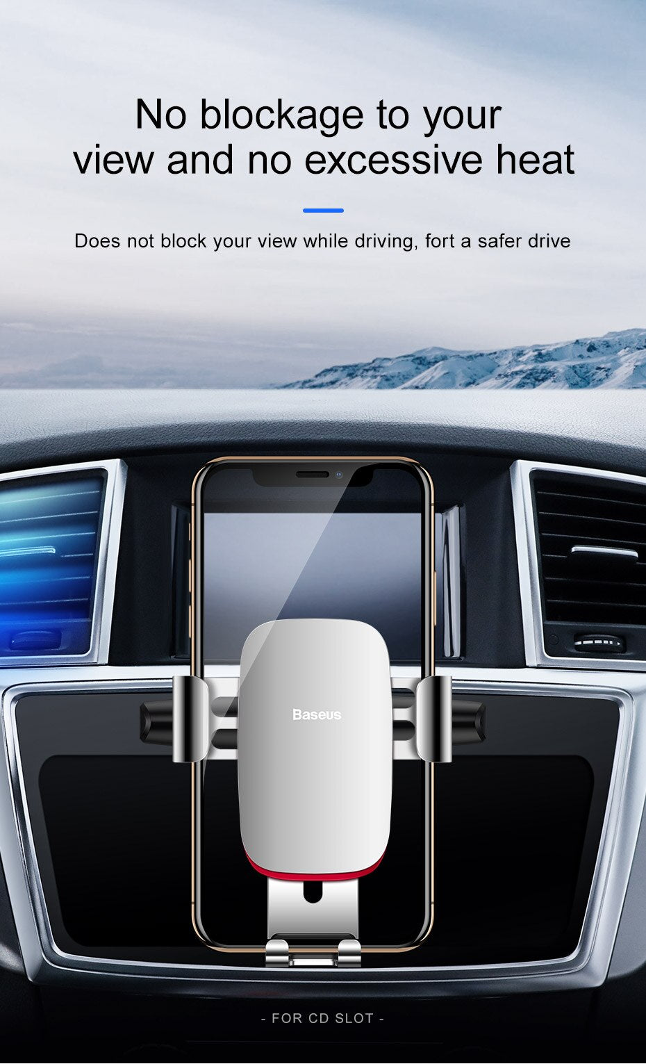 Car cell phone holder mounts in the CD player Suitable for iphones and Samsung mobiles.