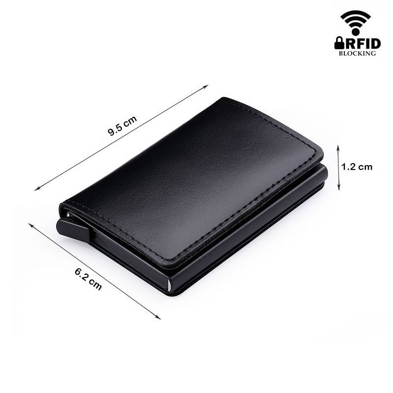 100% Genuine Leather Card Holder. RFID Protected 100% Genuine Leather. Metal side for credit cards to slide in.