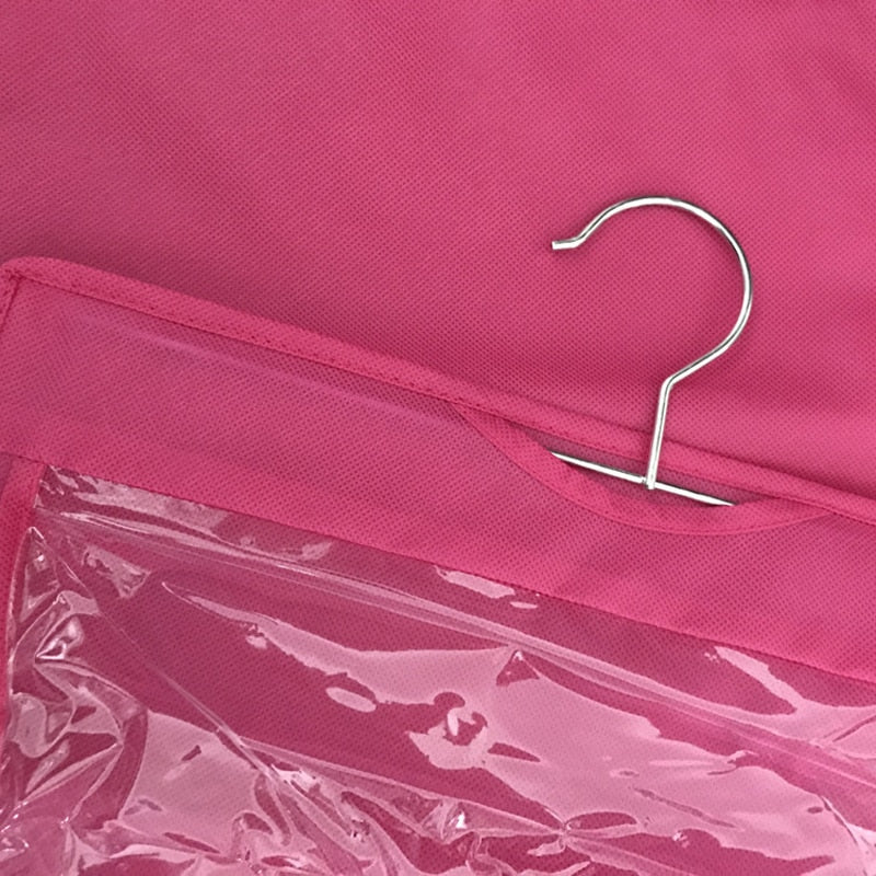 6 Pocket Hanging Handbag/shoe organizer with hanger.  Can be hung in a closet or on a door.