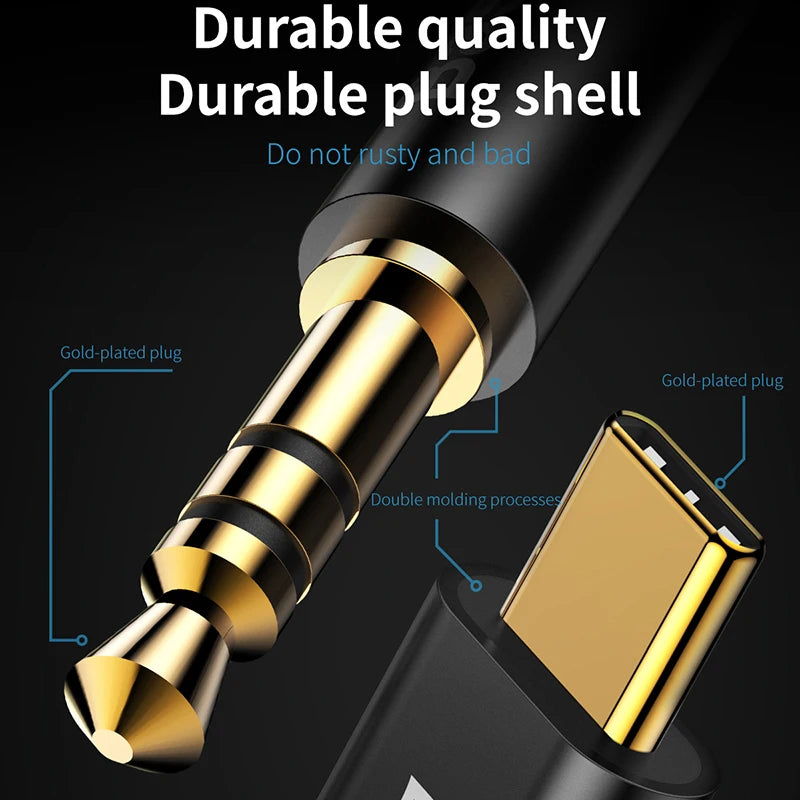 Baseus USB Type C Male Aux Audio Cable to 3.5mm Jack For Headphone Headset