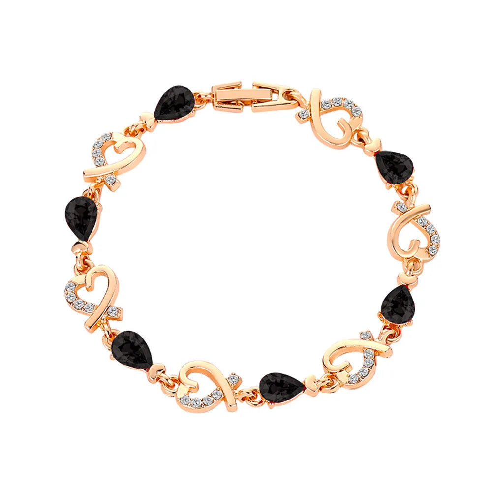SUMENG New 5 Colors Crystal Heart Chain Bracelet.