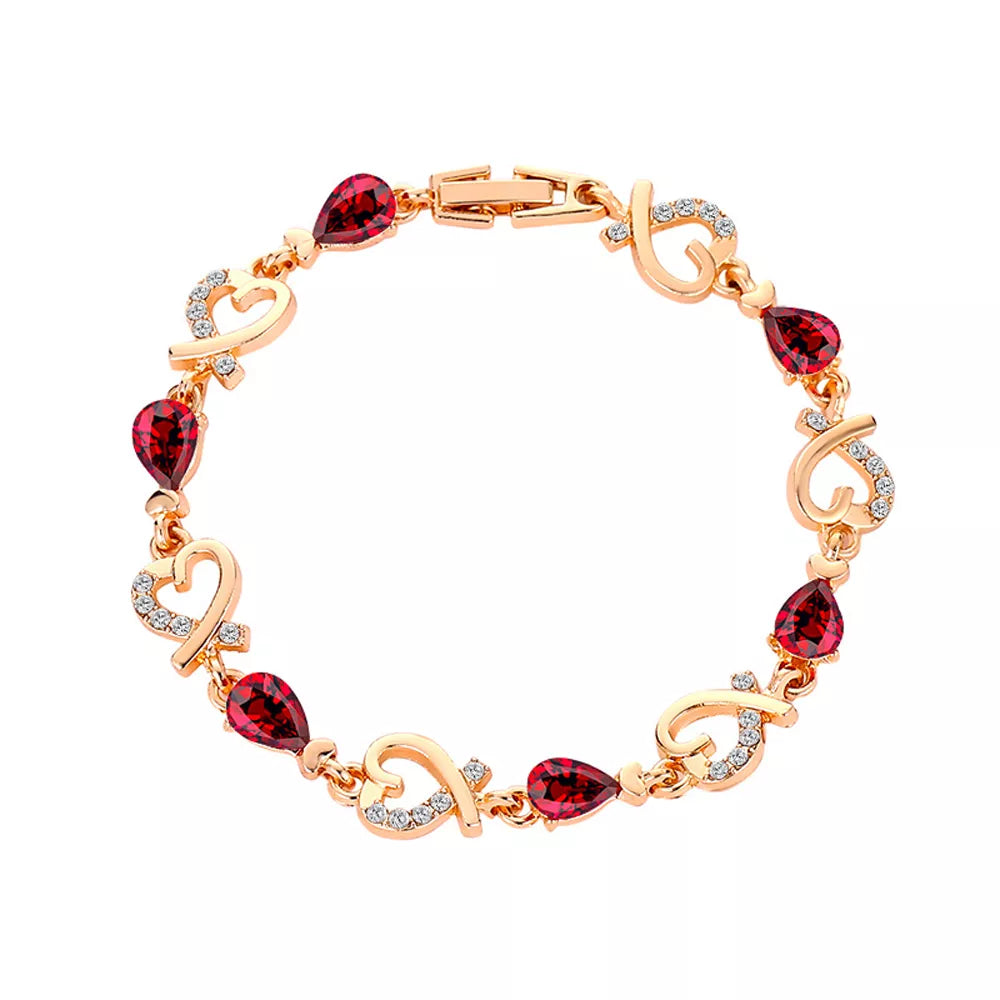 SUMENG New 5 Colors Crystal Heart Chain Bracelet.