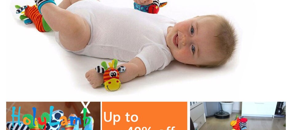 0-12 Months Baby Animal Socks+ Rattle OR Wrist Strap +Rattles.